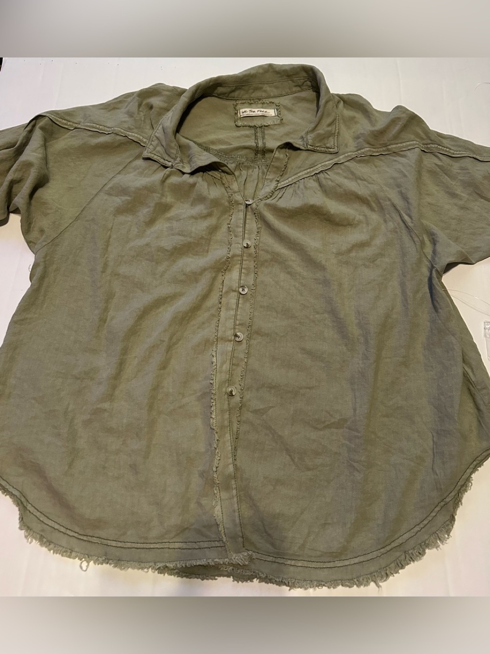 We The Free Ladies Green,Linen/Rayon Long Sleeve Shirt, XL